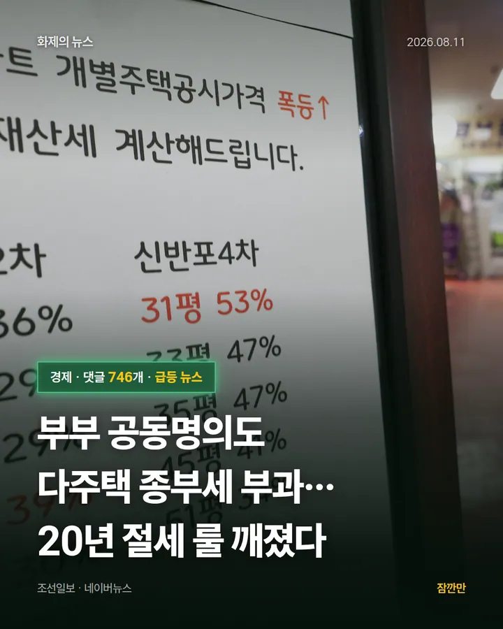 부부 공동명의도 다주택 종부세 부과… 20년 절세 룰 깨졌다