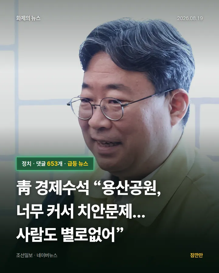 靑 경제수석 “용산공원, 너무 커서 치안문제...사람도 별로없어”