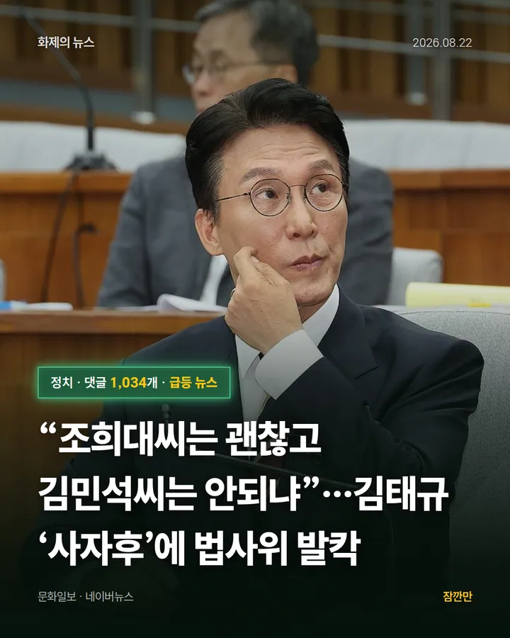 “조희대씨는 괜찮고 김민석씨는 안되냐”…김태규 ‘사자후’에 법사위 발칵