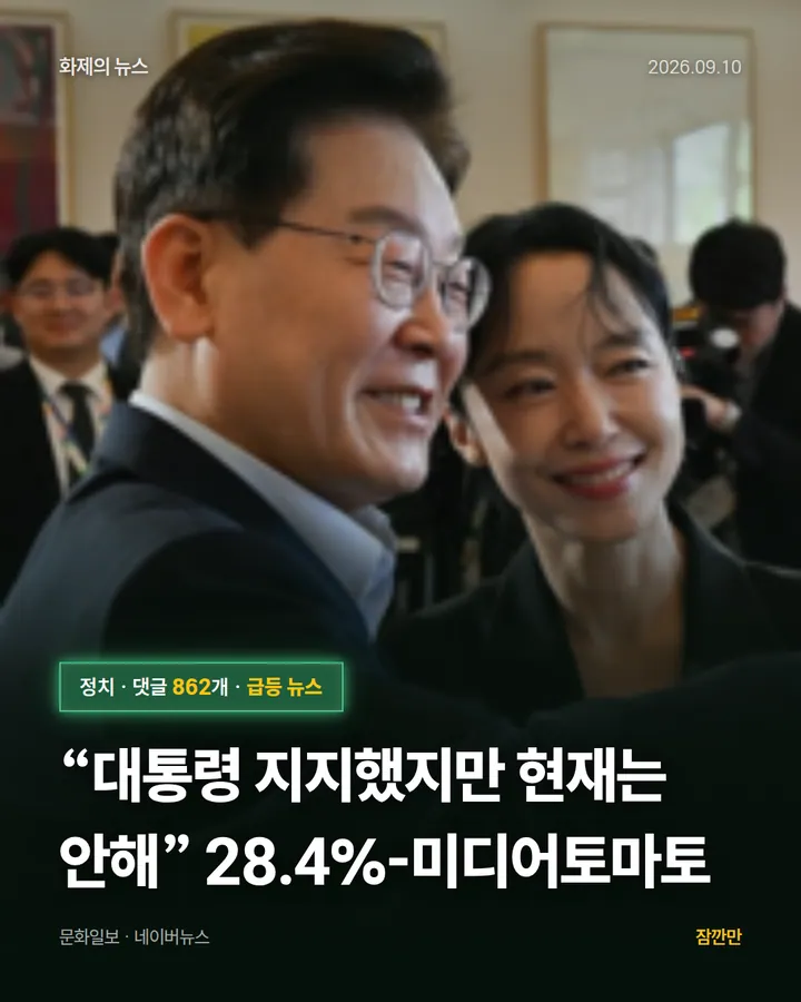 [속보]“대통령 지지했지만 현재는 안해” 28.4%-미디어토마토