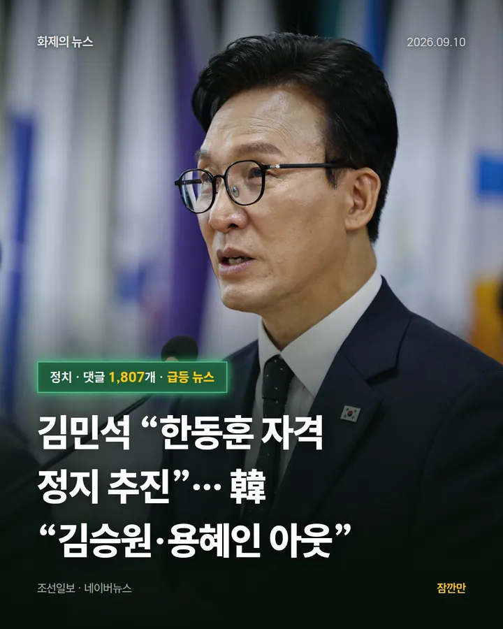 김민석 “한동훈 자격 정지 추진”… 韓 “김승원·용혜인 아웃”