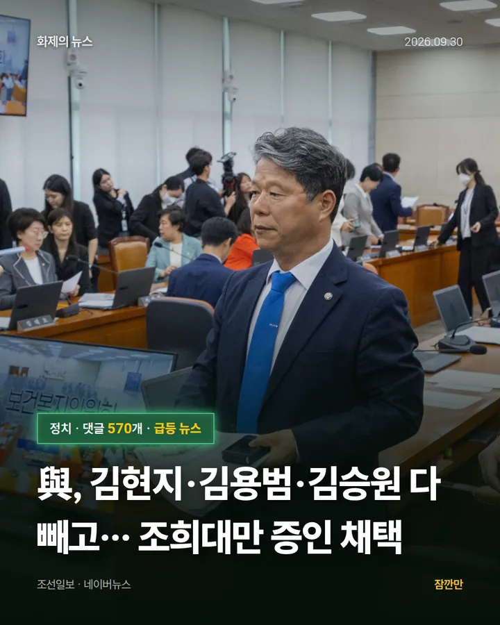 與, 김현지·김용범·김승원 다 빼고… 조희대만 증인 채택