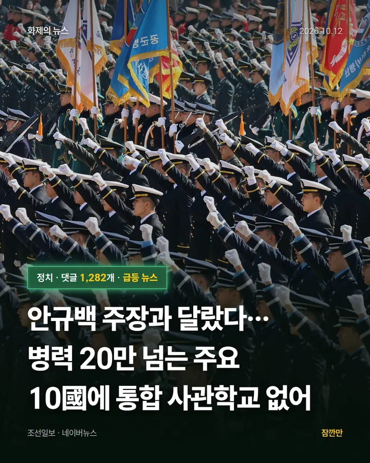 [단독] 안규백 주장과 달랐다… 병력 20만 넘는 주요 10國에 통합 사관학교 없어